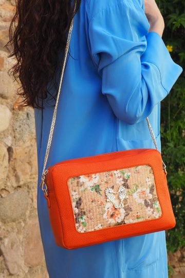 bolso cuero naranja