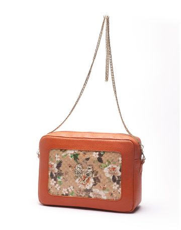 bolso piel naranja